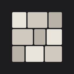 Drystone app icon: three courses of unevenly cut pale stone on near-black